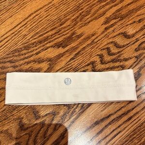 Lululemon white Headband with Metallic Grey Logo